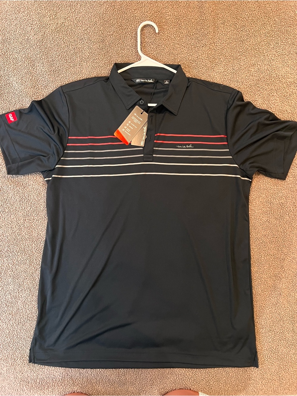 Travis Mathew XL Men's Black Performance Golf Polo Limited GAF Branding NWT
